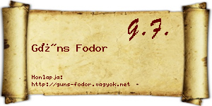 Güns Fodor névjegykártya